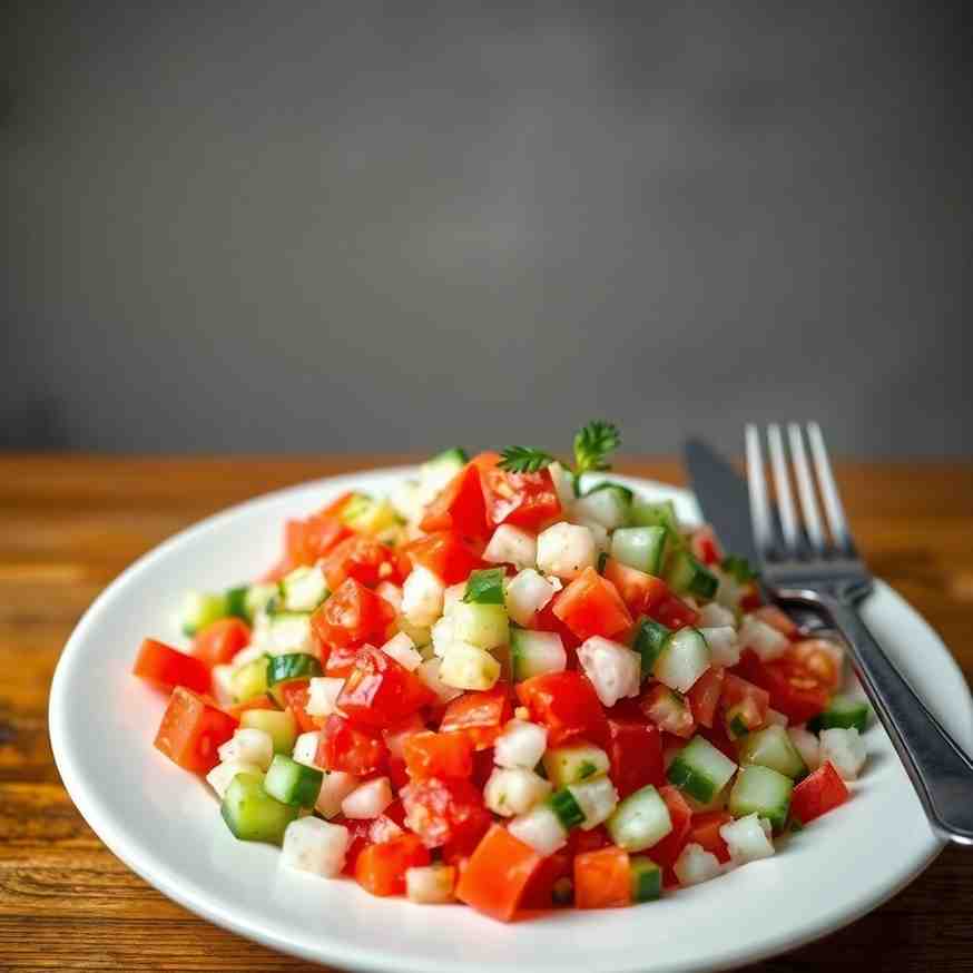 Shopska Salad - Tomato Cucumber Onion Recipe